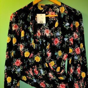 PLEATED wrap front blouse